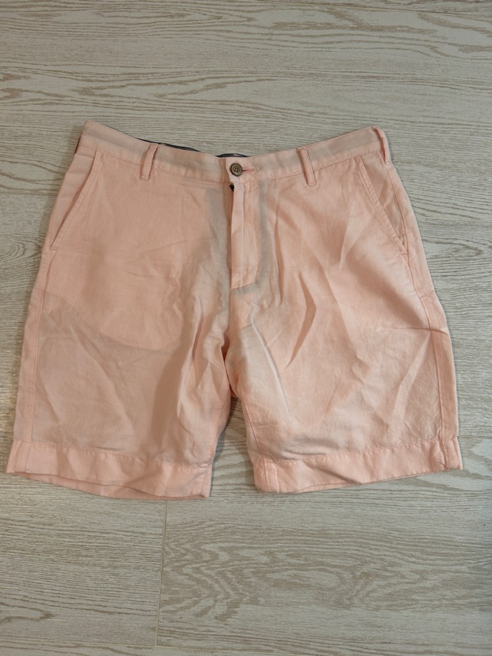 Faherty Salmon Pink Flat-Front Cotton Shorts